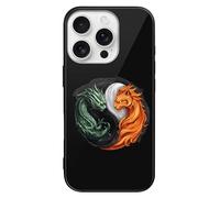 Yin And Yang Tiger Dragon Printed Phone Case Unisex Cute Trendy Glass Cellphone Protective Cover Compatible with iPhone 16/16 Pro/16 Pro Max/16 Plus/16 E