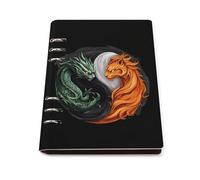 Yin And Yang Tiger Dragon Trendy Notebook Binder A5 Slim Foldable Binder 6 Metal Ring Refillable Paper Notepad