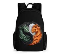 Yin And Yang Tiger Dragon Trendy Printed Travel Backpack with Pocket Funny 16 Inch Shoulder Daypack for Work Hiking Camping