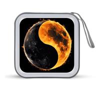 Yin And Yang Total Solar Eclipse CD Case 40 Capacity Plastic DVD Storage Box Sleeves Zippered Wallet