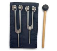 Yin and Yang Tuning Fork Set - Perfect Fifth C256 & G384 Hz Weighted Tuning Forks for Sound Therapy, Biofield Harmonization, Chakra Healing & Meditation - Earthy Gray