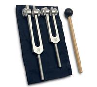 Yin and Yang Tuning Fork Set - Perfect Fifth C256 & G384 Hz Weighted Tuning Forks for Sound Therapy, Biofield Harmonization, Chakra Healing & Meditation - Silver