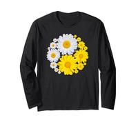 Yin and Yang White Yellow Daisy Flowers Shapes Mania Long Sleeve T-Shirt