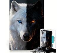 Yin And Yang Wolf Portrait Adult Jigsaw1000 Pieces Memory Skill Fun Stable Fit No Shifting Parts Compact Fun for Family Game Time (38x52cm)