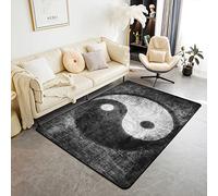 Yin Yang Area Rug 100x150cm Boho Trippy Living Room Rugs for Bedroom Home Decor Traditional Ying Yang Theme Carpet Ultra Soft Non-Slip Indoor Floor Mat