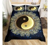 Yin Yang Bedding Set for Kids Boys Girls Teens Boho Trippy Psychedelic Art Gossip Comforter Cover Skin-Friendly Microfiber Bedclothes Decor 2Pcs Duvet Cover With 1 Pillowcase Junior/Cot Bed