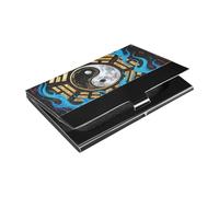 Yin Yang Blue Fire Slim business cards holder With Leather & Stainless Steel card holders for Protects Your Cards