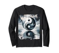 Yin Yang Brush Stroke Reflection Symbolic Abstract Zen Art Long Sleeve T-Shirt