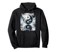 Yin Yang Brush Stroke Reflection Symbolic Abstract Zen Art Pullover Hoodie