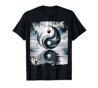 Yin Yang Brush Stroke Reflection Symbolic Abstract Zen Art T-Shirt
