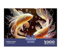 Yin Yang Carp 1000 Piece Puzzles for Adults Gifts - Two Koi Fish Lotus Lucky Art Educational Game Decompression Suitable for Wall52x38cm/1000pcs