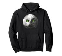 Yin Yang Cat Design Green Eyes Black White Balance Symbol Pullover Hoodie