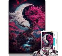 Yin Yang Cherry Blossom Tree 1000 Piece Jigsaw Puzzle for Adults And Teenagers,Learning Educational Toys Family Games Birthday Present,Gifts 38x26cm