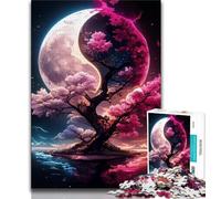 Yin Yang Cherry Blossom Tree 1000 Piece Jigsaw Puzzles for Teenagers,Family Game Stress Reliever Difficult Challenge Artists Collection,Fine Art 38x26cm
