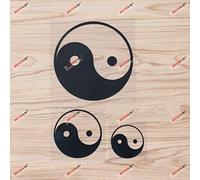 Yin Yang Chinese Taichi Symbol Ying Yang Vinyl Decal Sticker - 3 Pack Black, 5.1cm, 7.6cm, 12.7cm - No Background for Car Boat Laptop Cup Phone