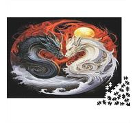 Yin Yang Dragon Art Colourful Yin-yang Dragons Art 1000 Pieces Puzzle for Adults Unique Classic Educational Games 38x26cm/1000pcs
