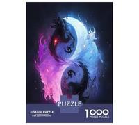 Yin Yang Dragon Jigsaw Puzzle for Adults 1000 Piece Jigsaw Puzzle Paper Double Dragon Pattern Puzzle Game for Family Focus Stress Relief Home Decor Gift 38x26cm/1000pcs
