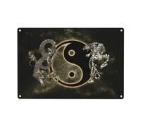 yin yang Dragon Tiger Decorative Signs 12x8in - Indoor and Outdoor Wall Art Plaques for Business and Entertainment Venues.