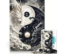 Yin Yang Dragons 1000 Piece Jigsaw Brain Skill Game High Precision Die Cut Fascinating Hobby for Idle Moments (38x26cm)