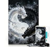Yin Yang Dragons 1000 Piece Jigsaw Brain Skill Game High Precision Die Cut Fascinating Hobby for Idle Moments (38x26cm)