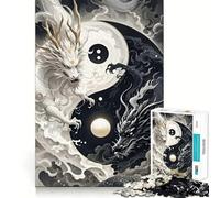 Yin Yang Dragons 1000 Piece Jigsaw Puzzles Memory Train Fun Smooth Burr Free Surface Entertaining Challenge for Spare Time (50x75cm)