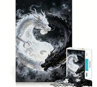 Yin Yang Dragons Jigsaw Puzzle1000 Pieces Brain Boosting Play Zero Gap Cozy Indoor Entertainment for All (50x75cm)