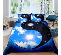 Yin Yang Duvet Cover Set Boho Trippy Psychedelic Art Bedding Set for Kids Boys Girls Cloud Sky Comforter Cover Traditional Ying Yang Quilt Cover with 2 Pillowcases 3Pcs Bedding King