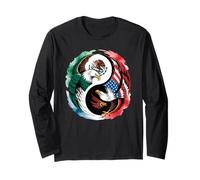 Yin Yang Eagle Mexican American Dual Heritage Art Women Men Long Sleeve T-Shirt
