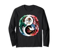 Yin Yang Eagle Mexican American Dual Heritage Art Women Men Long Sleeve T-Shirt
