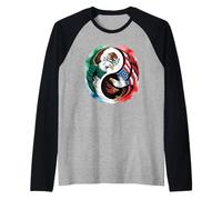 Yin Yang Eagle Mexican American Dual Heritage Art Women Men Raglan Baseball Tee