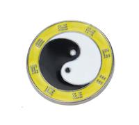 Yin Yang Enamel Pin - 2.5cm x 2.5cm Black and White Symbol Badge with Yellow Border - Taoist Balance Lapel Pin for Clothes, Hats, Bags, Collectors, and Spiritual Accessories