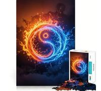 Yin Yang Fire And Ice Adults 1000 Piece Jigsaw Puzzle Think Exercise Game Zero Gap Bonding Activity for Loved Ones (38x26cm)