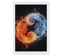 Yin Yang Fire Water Diamond Art Kits for Adults, DIY 5D Diamonds Painting Kits for Beginner, Round Full Drill Diamond Dots Painting, 8"x12" Diamonds Pictures Gem Art and Crafts Wall Decor