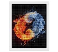 Yin Yang Fire Water Diamond Art Kits for Adults, DIY 5D Diamonds Painting Kits for Beginner, Round Full Drill Diamond Dots Painting, Diamonds Pictures Gem Art and Crafts Wall Decor 16"x20"