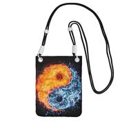 Yin Yang Fire Water Print Crossbody Bag For Women, Mini Phone Purses, Cute Phone Wallet, For Hiking Travel Gift