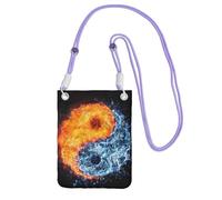 Yin Yang Fire Water Print Crossbody Bag For Women, Mini Phone Purses, Cute Phone Wallet, For Hiking Travel Gift