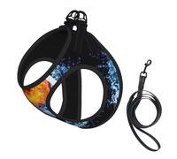 yin yang fire water print Dog Harness, 2X Buckle,Dog Vest,No Pulling Front Leash Clip,for Small Medium Dogs
