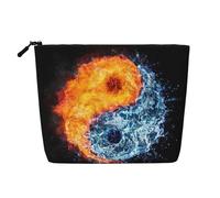 Yin Yang Fire Water Print Makeup Bag for Women,Portable Cosmetic Bag Toiletry Bag, Capacious Travel Makeup Organizer
