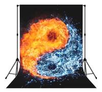 Yin Yang Fire Water Print Photo Studio Background 5x7ft Soft Photo Backdrop Curtain For Studio Content Creator Equipment
