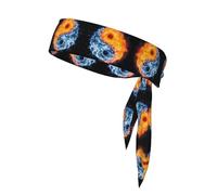 yin yang fire water Print Sports Head Tie Bandanas – Comfortable Athletic Sweatbands for Running, Yoga, Cycling, and More
