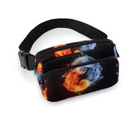 Yin Yang Fire Water Printed Fanny Pack Fanny Packs for Women Men,Crossbody Bag Large Chest Bag with Adjustable Strap for Outdoors Workout Traveling Casual Running, Yin Yang Fire Water, 20x13cm