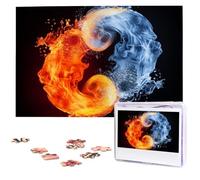 yin yang fire Water Puzzles from Photos 1000 Pieces Personalized Wooden Puzzle Challenging Jigsaw Puzzles for Adults Custom Picture Puzzle Gifts for Family Wedding Friend