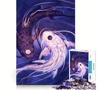 Yin Yang Fish 1000 Piece Jigsaws for Adults Mind Train Fun Precision Cut Smooth Edges Absorbing Activity for Quiet Nights (50x75cm)