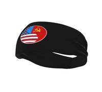 Yin Yang Flag Combination of America and The Russian Soviet Federative Socialist Republic Headbands Men Women Non Slip Wicking Sports Sweatband for Gym Basketball Yoga Hairbands