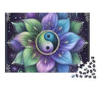 Yin Yang Flower 1000 Pieces Recycled Cardboard Puzzle for Kids 12+ Rainy Day Indoor Activity Brain Training Team Building Social Icebreaker 70x50cm/1000pcs