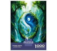 Yin Yang Forest Fall 1000 Pieces Jigsaw Puzzle Set Verdant Balance Harmony Puzzle for Adults Recycled Cardboard 1000 Piece Adult Educational Challenge Fun Present Home Activity Great Gift Idea 70x50cm