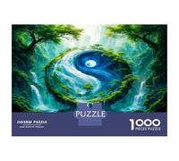 Yin Yang Forest Fall 1000pc Puzzle for Adults Verdant Balance Harmony Classic Jigsaw Puzzle Recycled Cardboard Family Puzzle Lovers Brain Training Holiday Activity Office Break 38x26c
