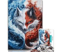 Yin Yang Fox 1000 Piece Jigsaw Puzzle for Adults And Teenagers,Quiz Game Wall Decoration Unique Birthday And Xmas Gifts 50x75cm