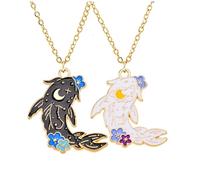 Yin Yang Friendship Couple Necklace Yin and Yang Tai Chi Necklace Animal Wolf Necklace for Women Men Jewelry Gift, Metal, No Gemstone