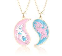 Yin Yang Friendship Couple Necklace Yin and Yang Tai Chi Necklace Animal Wolf Necklace for Women Men Jewelry Gift, Metal, No Gemstone